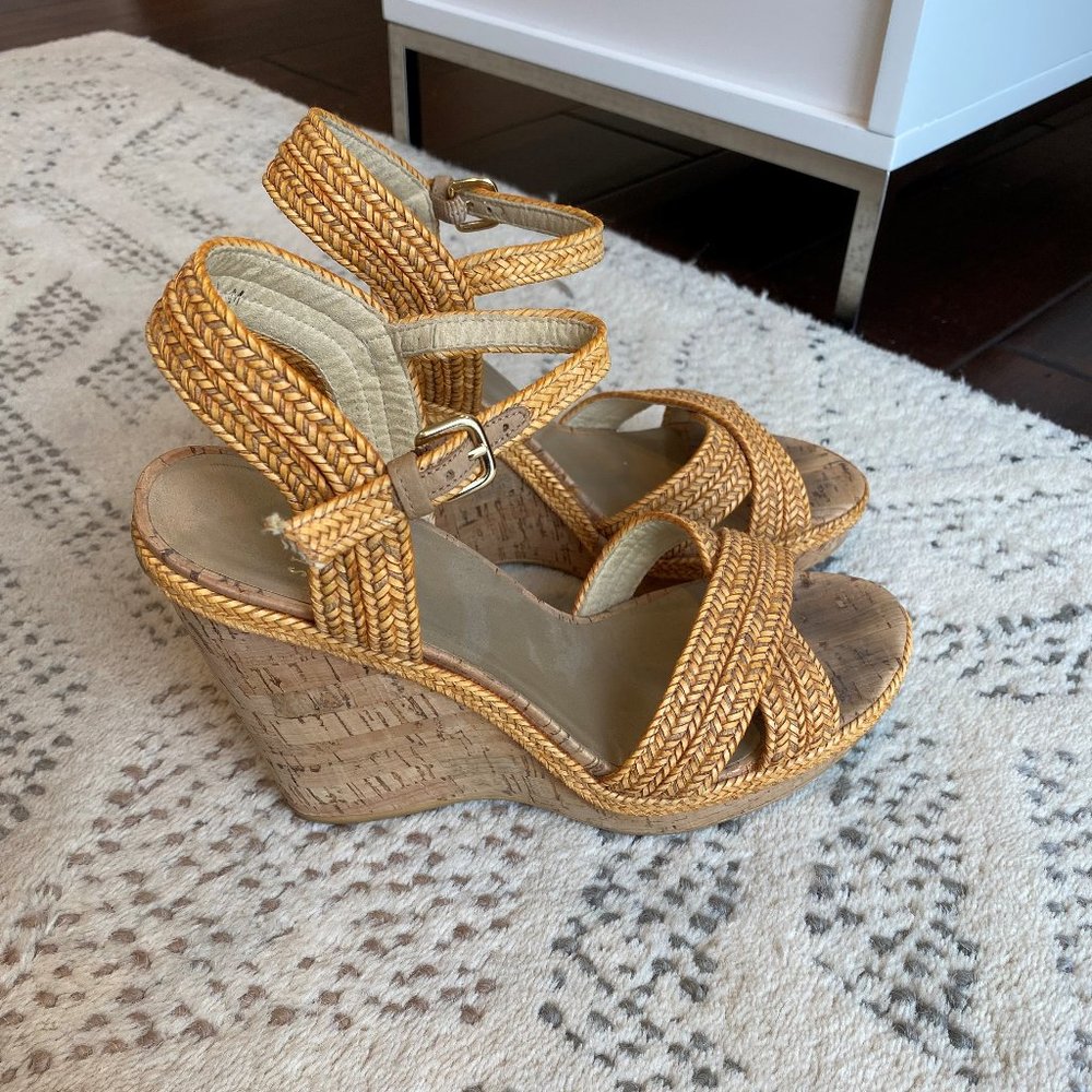 Stuart Weitzman woven espadrille sandal, tan/camel